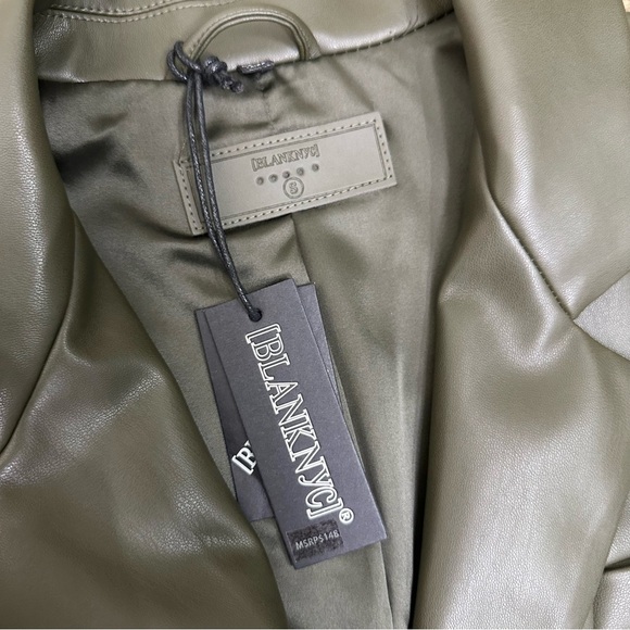 Blank NYC Faux Leather Blazer Jacket Olive Green - Picture 5 of 10